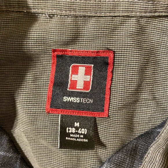 Swiss Tech Gray Plaid Button-Up Shirt Medium (38-40) (JH) - Picture 9 of 13